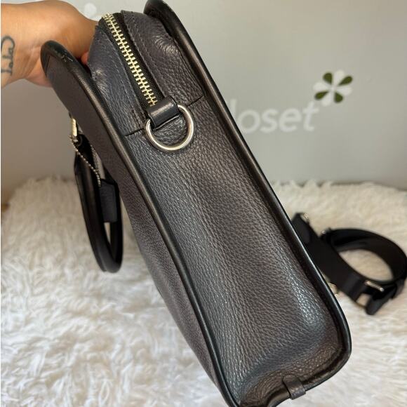 Coach BOND F72308 Black Leather Briefcase w/ Crossbody Strap - Picture 7 of 12